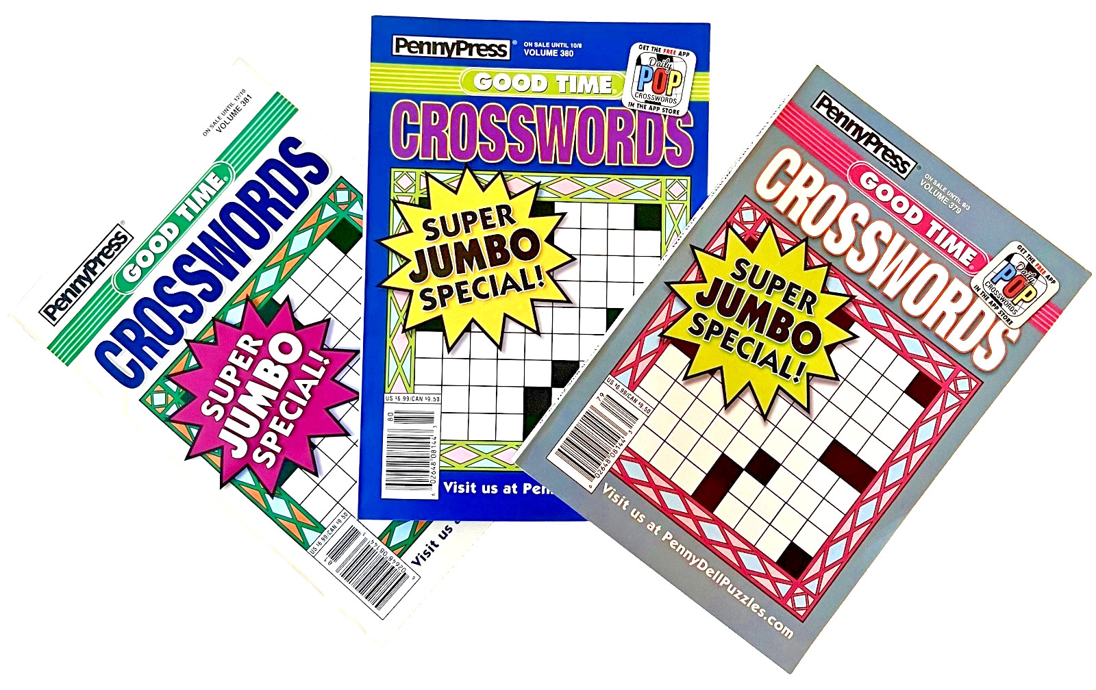 NEW Lot 3 Penny Press Dell GOOD TIME Super Jumbo Special Crossword Puzzle Books