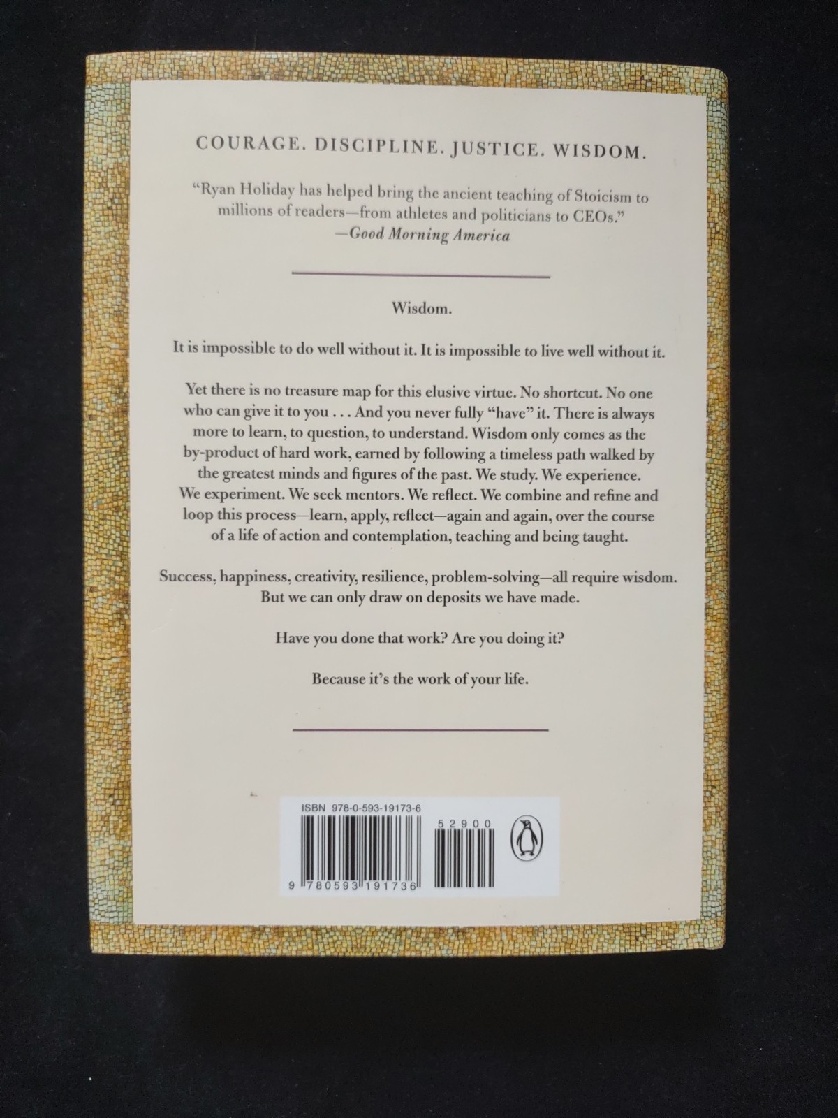 WISDOM TAKES WORK Ryan Holiday New Hardcover Book Self Help Stoic Virtues Series