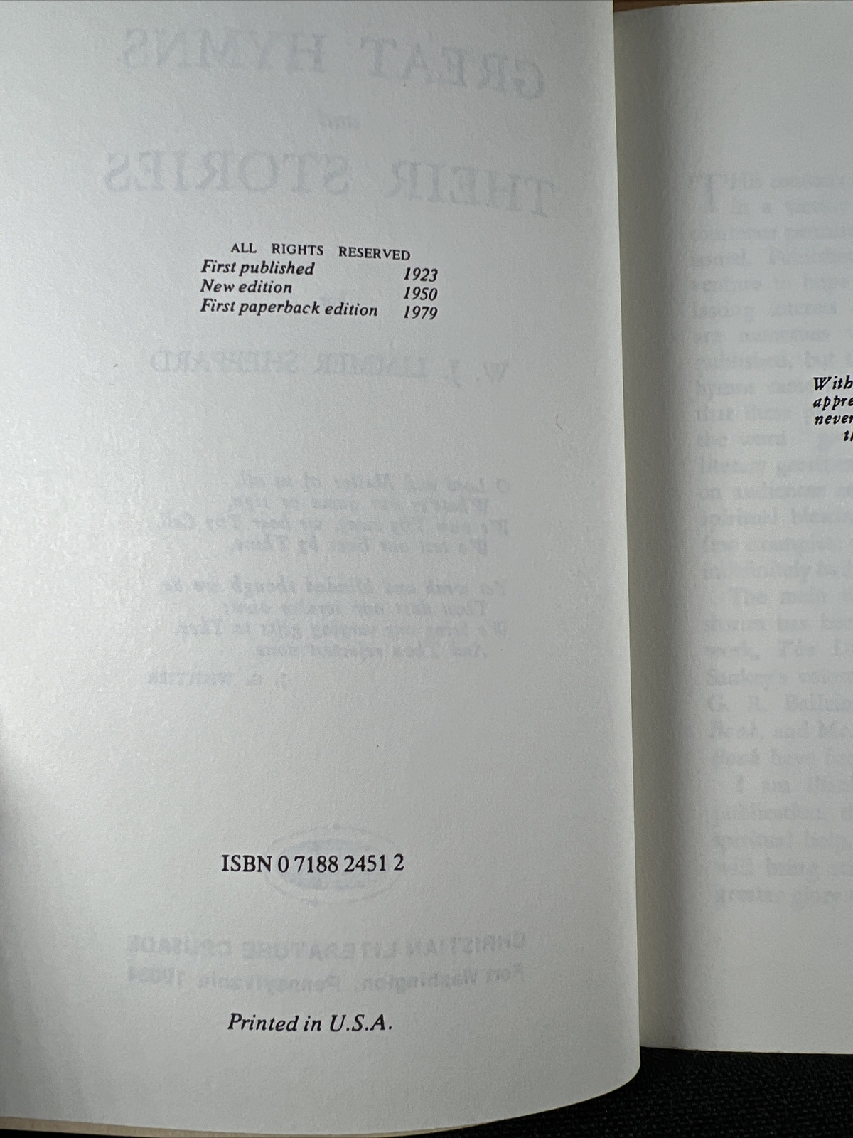 Great Hymns & Their Stories by W. J. Limmer Sheppard (1979 Trade Paperback)
