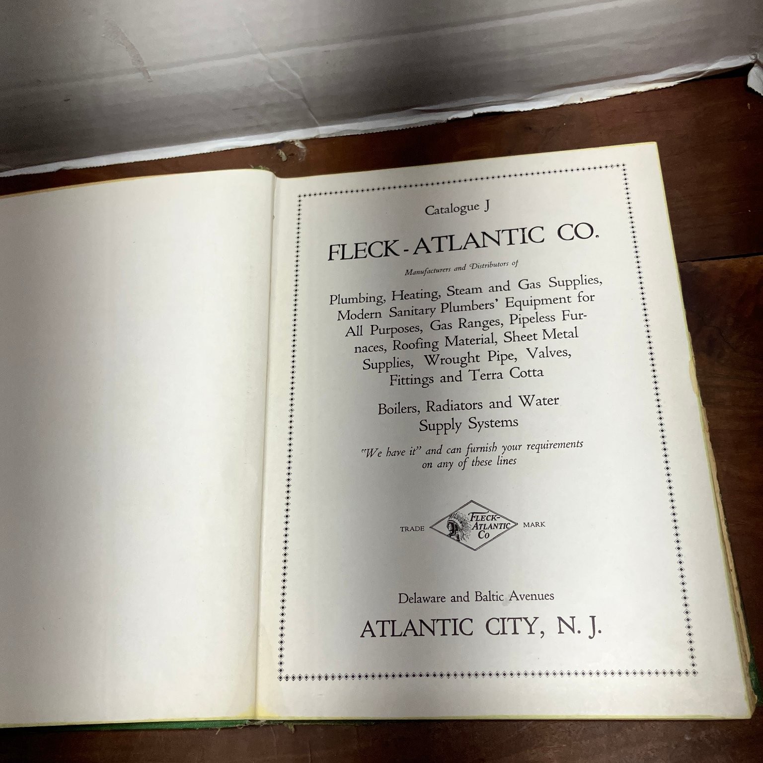 Modern Plumbing Heating Supplies Catalogue J 1912 Fleck-Atlantic Co. Hardcover