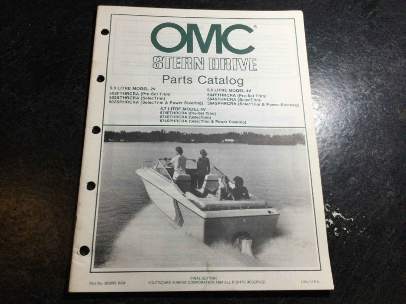 1984 OMC 5.0L & 5.7L V8 Stern Drive Parts Catalog GM 305 & 350 C.I 2V & 4V