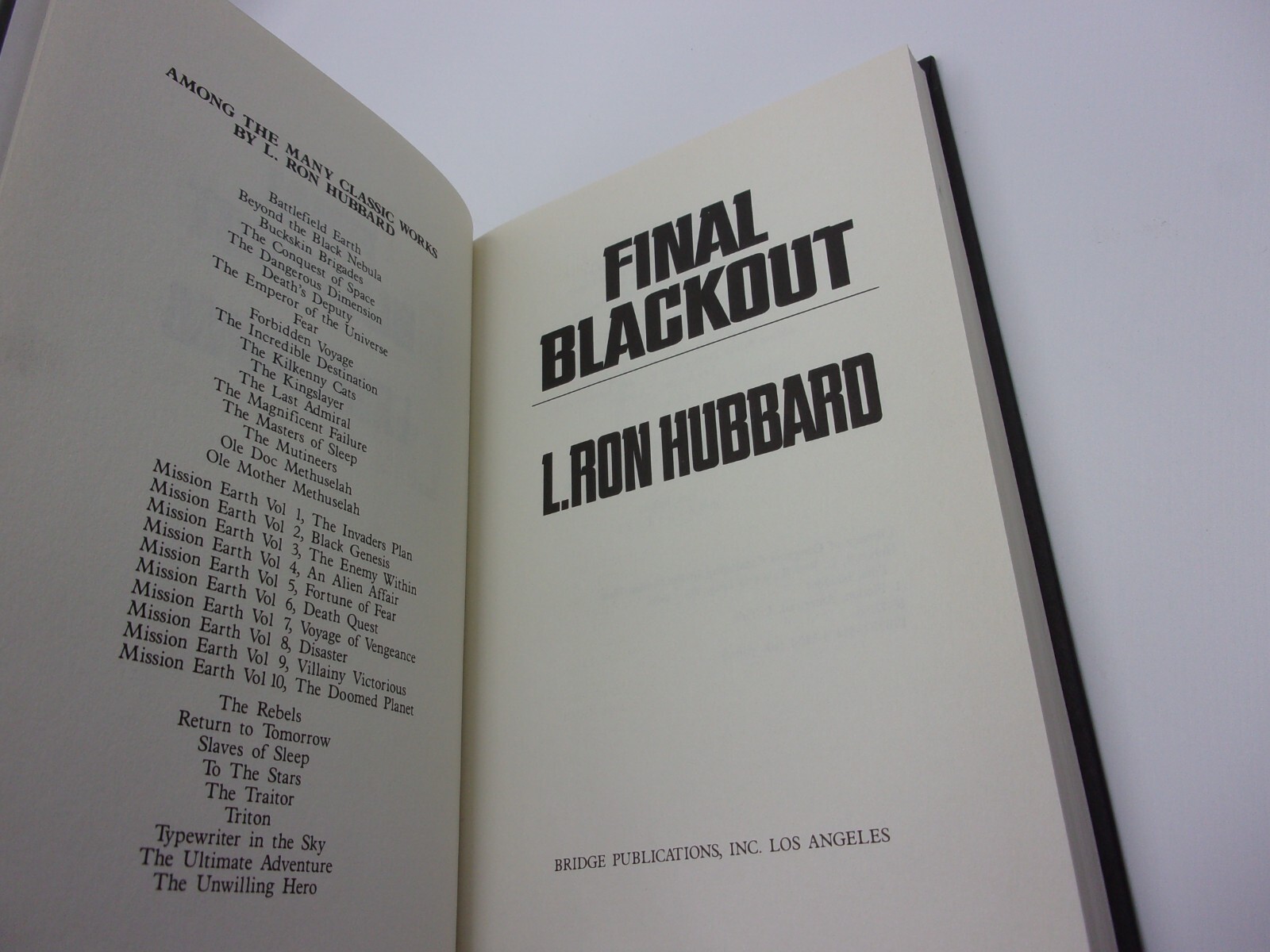 Final Blackout by L. Ron Hubbard (1988, Hardcover/DJ Protected) 1st Printing