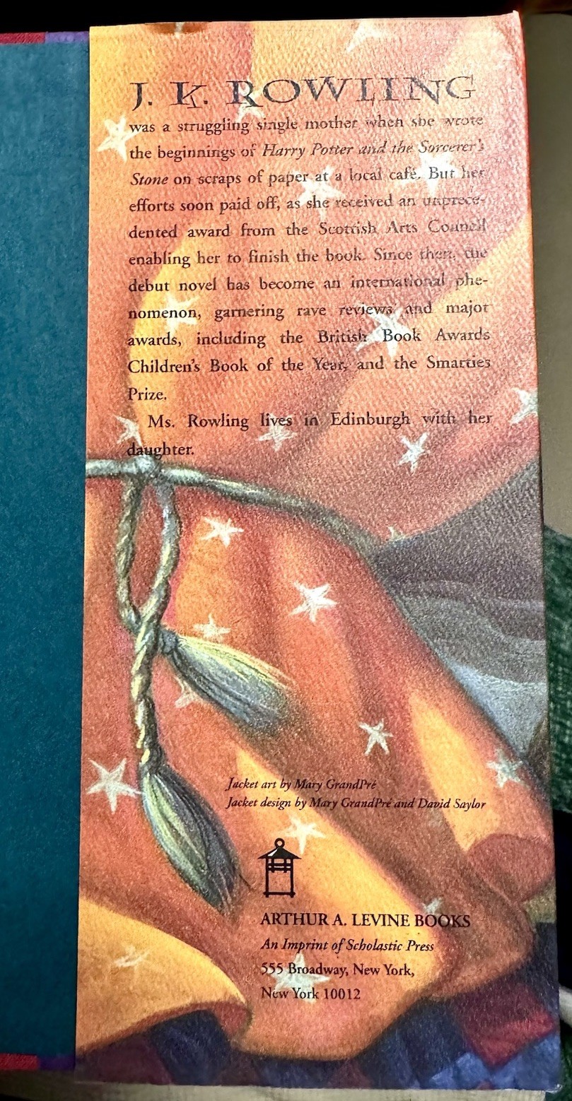 Harry Potter Sorcerer’s Stone 1st American Edition 1998 HC DJ GrandPré Levine