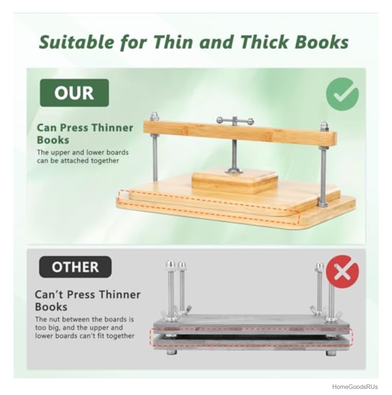 Book Press 11 x 7.9 Inch Bamboo Wood Bookbinding Portable Press Thin Books DIY