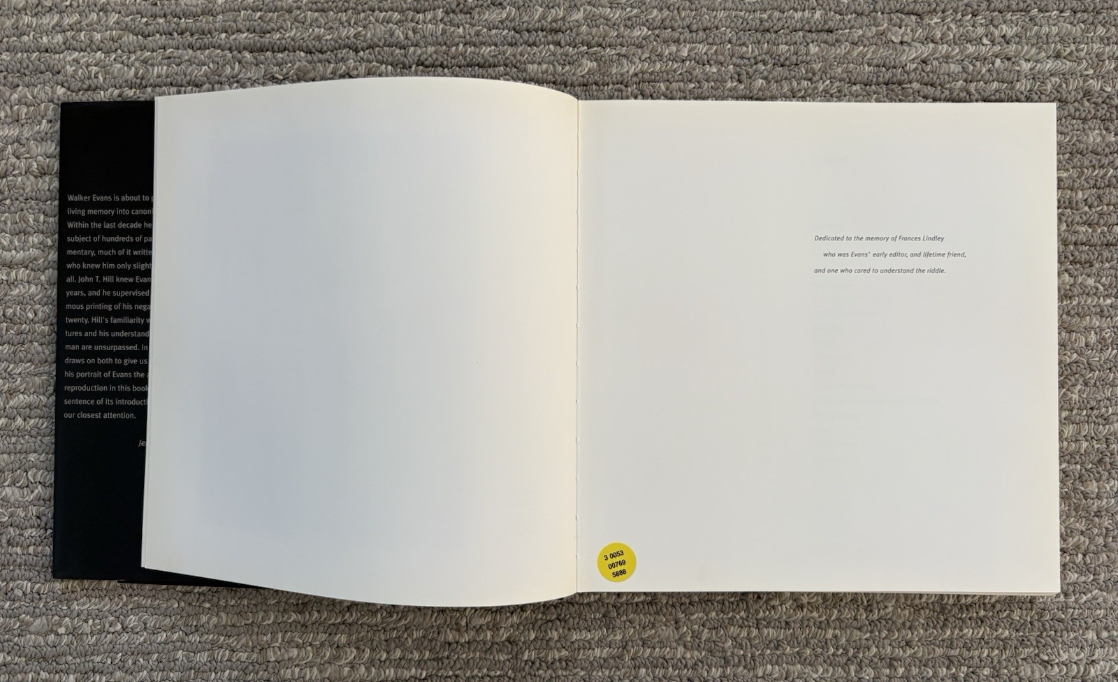 Walker Evans Lyric Documentary John T. Hill Steidl 2006 1st Ed HC Ex Library