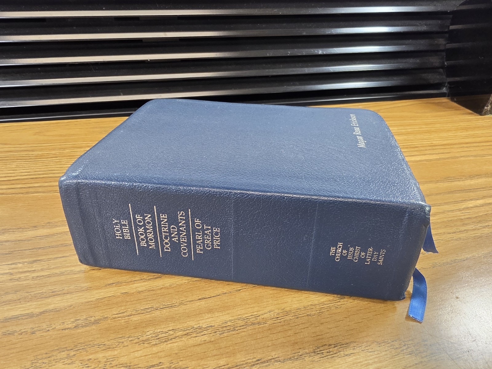 LDS Quad Scriptures Blue 2003 Leather 7-1/2 X 5-1/2” Indexed
