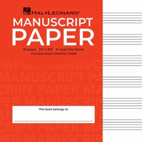 Wide Staff Manuscript Paper – 8-1/2 X 8-1/2, 32 Pages, Six Large