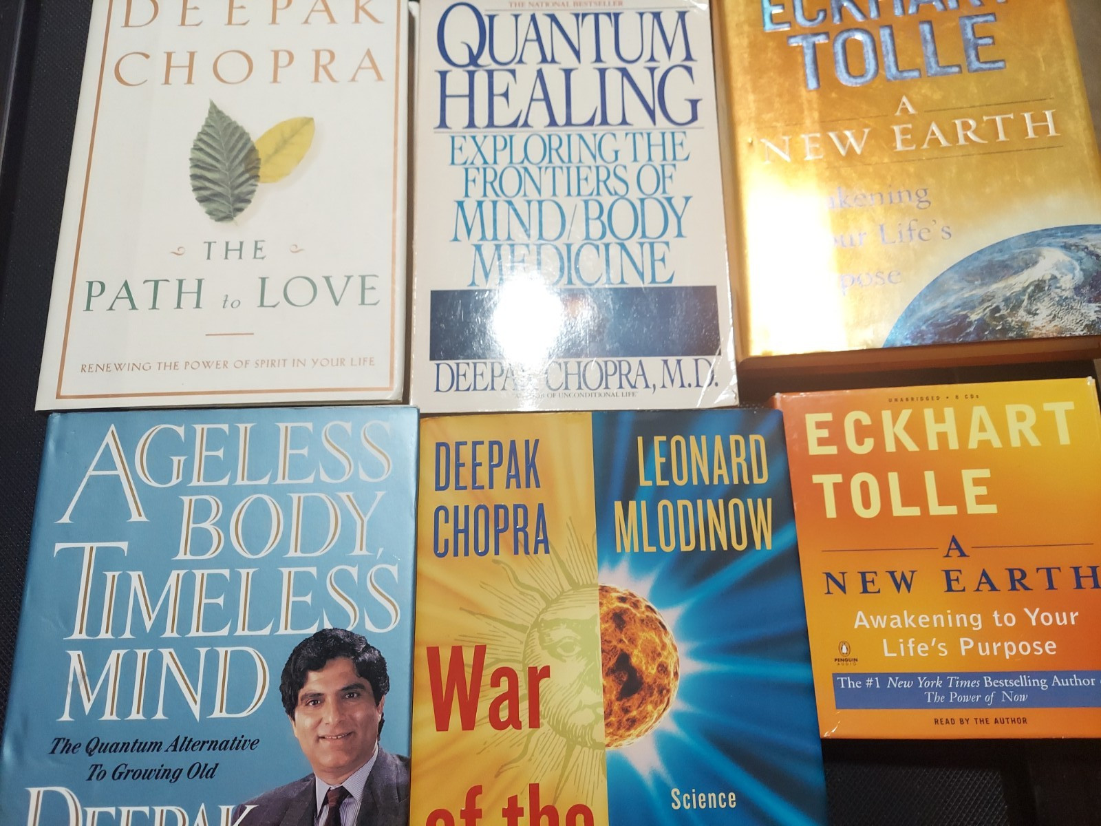 6 Book lot Eckhart Tolle, Deepock Chopra, A new Earth, The path of love, ageless