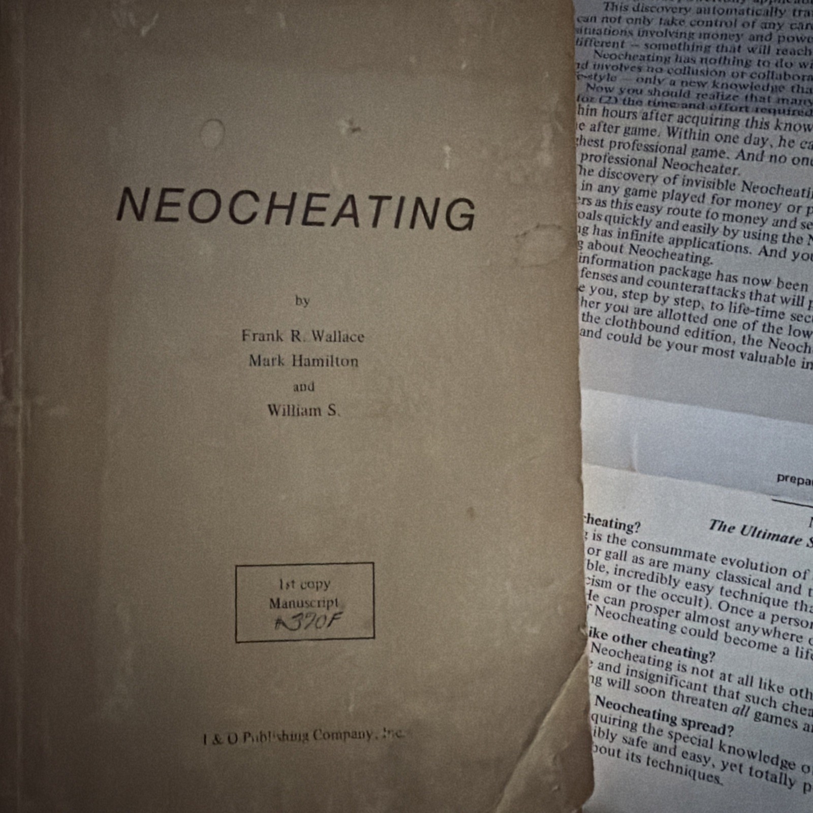 1st EDITION Neocheating Manuscript Book AND RARE Pamphlet by Frank R. Wallace