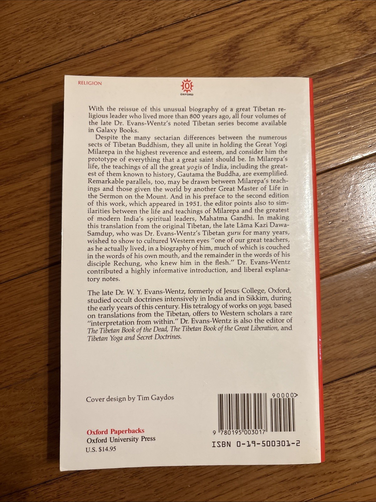 Tibet’s Great Yogi Milarepa by W.Y. EVANS-WENTZ ( PAPERBACK )