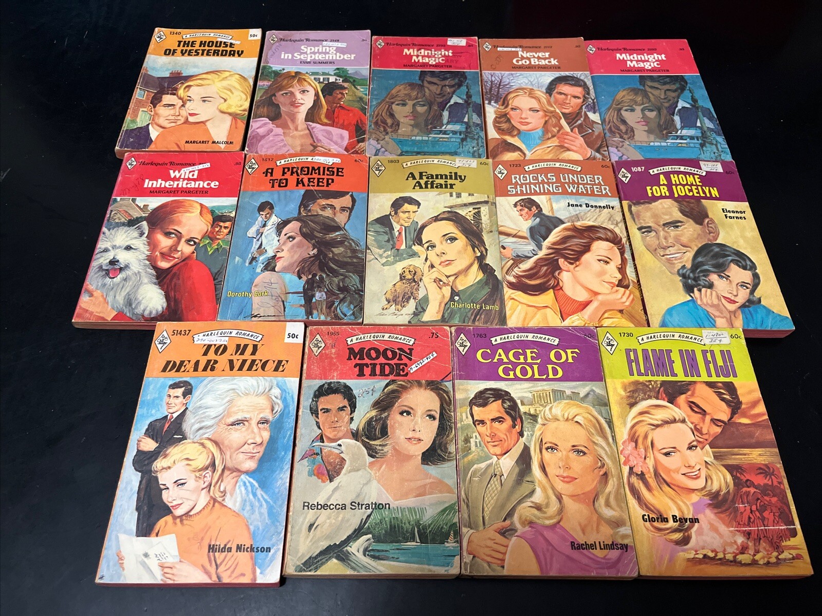 Lot of 14 Vintage Harlequin Romance Books 1970’s Red Page Edges Lot#34