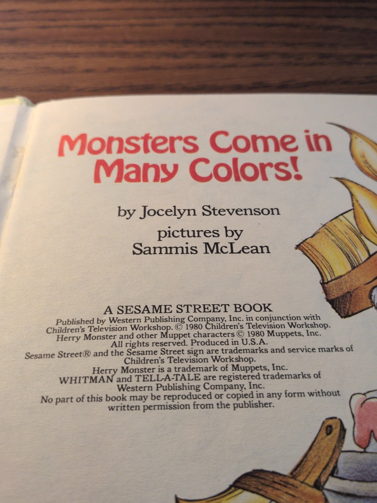Monsters Come In Many Colors Sesame Street A Tell-A-Tale Book Whitman 1980