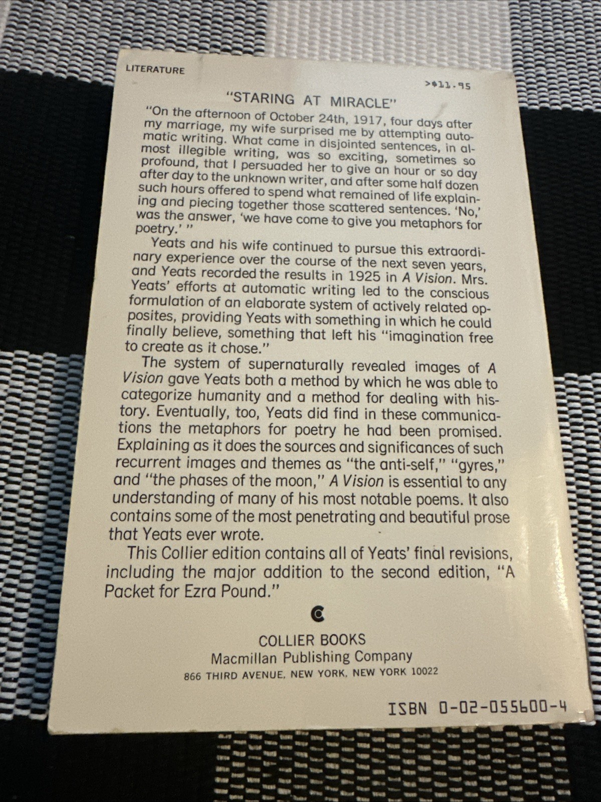 A Vision (A Reissue with the Author’s Final Revisions) by W.B. Yeats 1966