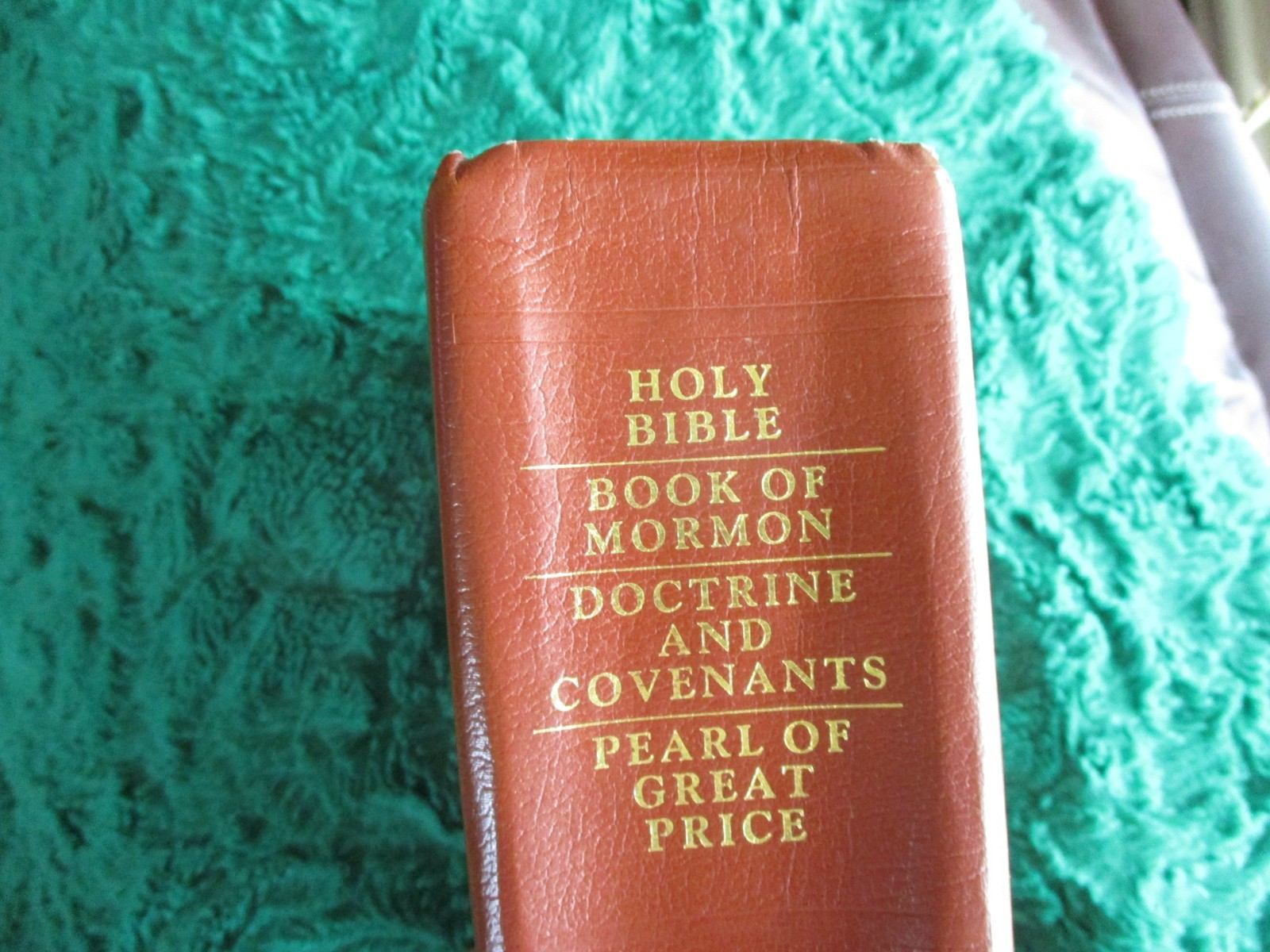 Holy Bible Book of Mormon Doctrine Pearl – 1989 5″x7″ Leatherette Quad +Maps T