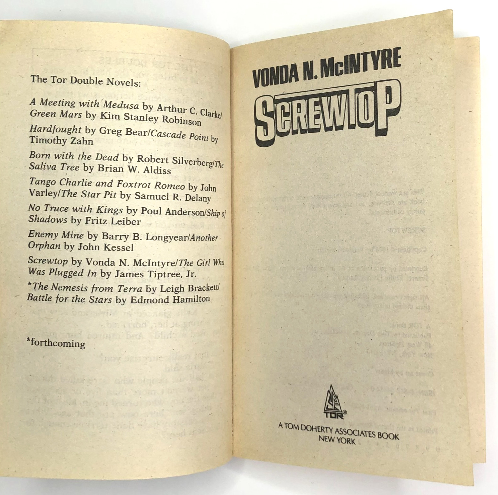 GIRL WHO WAS PLUGGED IN / SCREWTOP Tiptree McIntyre (1989) TOR DOUBLE #7 UNREAD