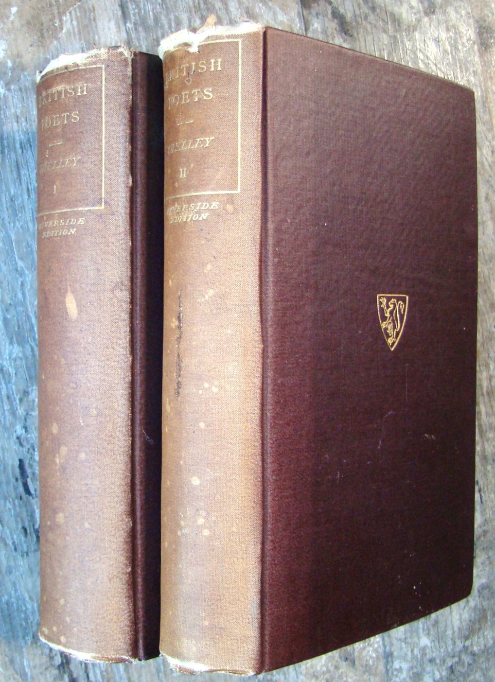 British Poets: Shelley ~2 Vol 1883 Antique HC~ Percy Bysshe Shelley Poetry Decor