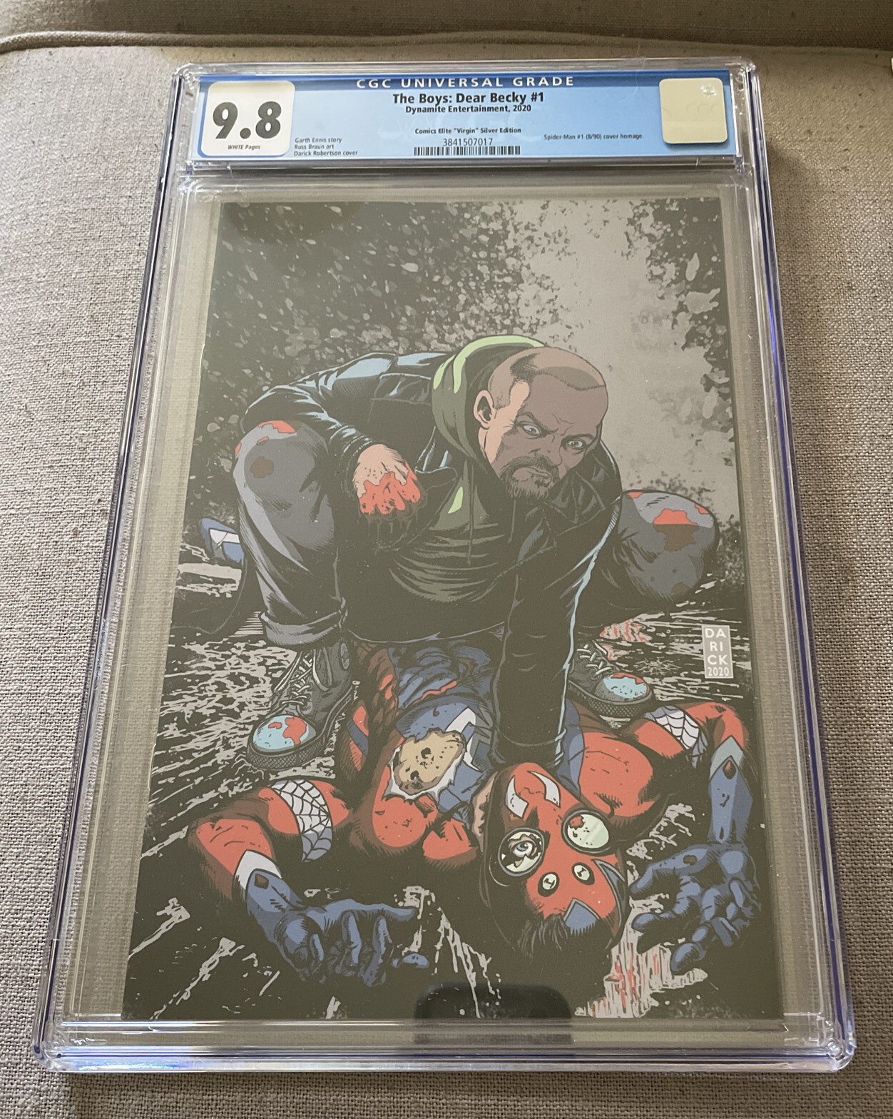 THE BOYS DEAR BECKY#1 CGC 9.8 Robertson Virgin VARIANT Spider-Man 1 Homage