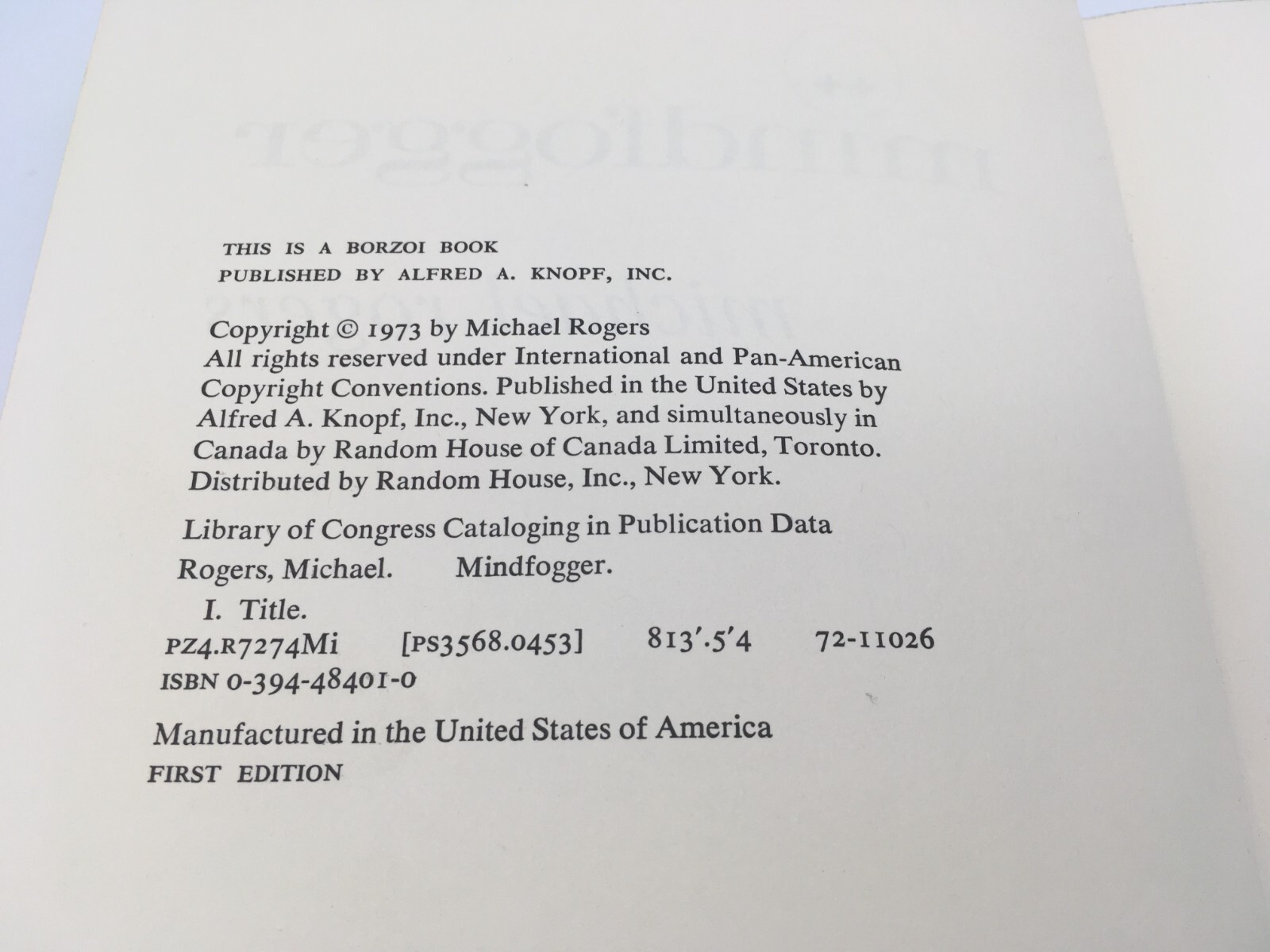Mindfogger by Michael Rogers 1st Edition Hardcover – Signed by the Author