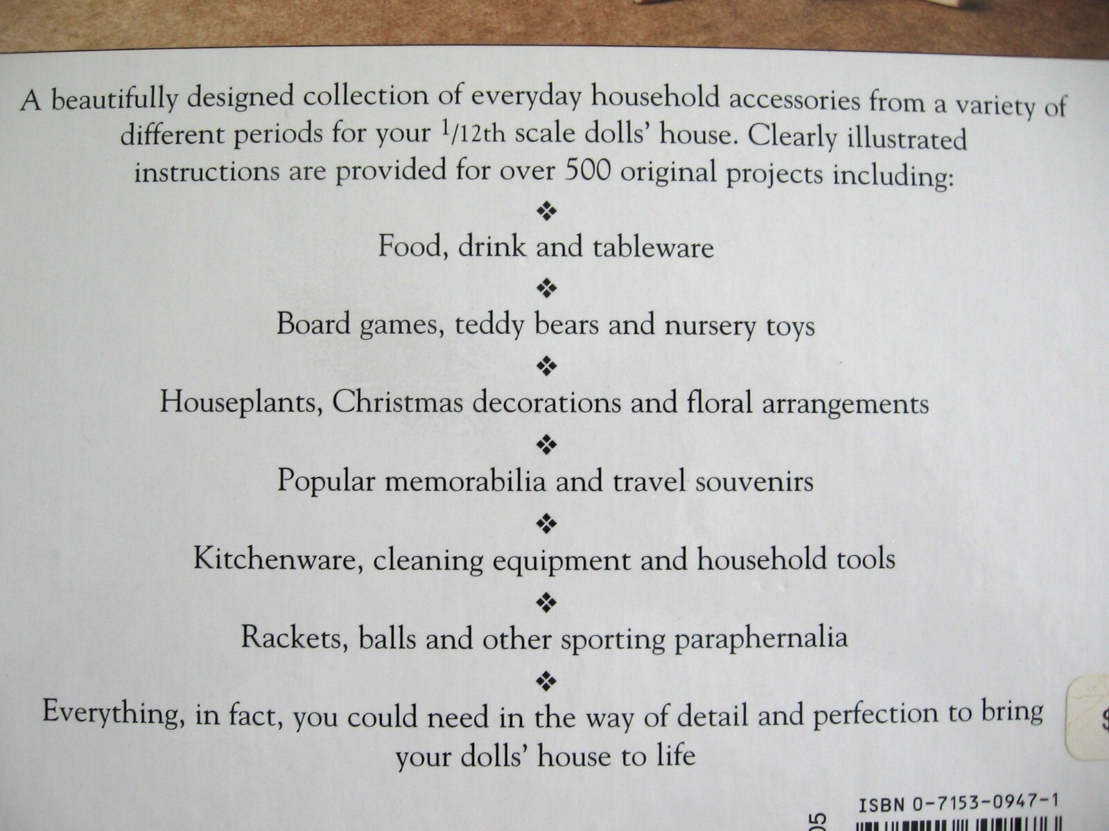 DOLLS’ HOUSE DETAILS – OVER 500 PROJECTS IN 1/12 SCALE -KATH DALMENY – LIKE NEW