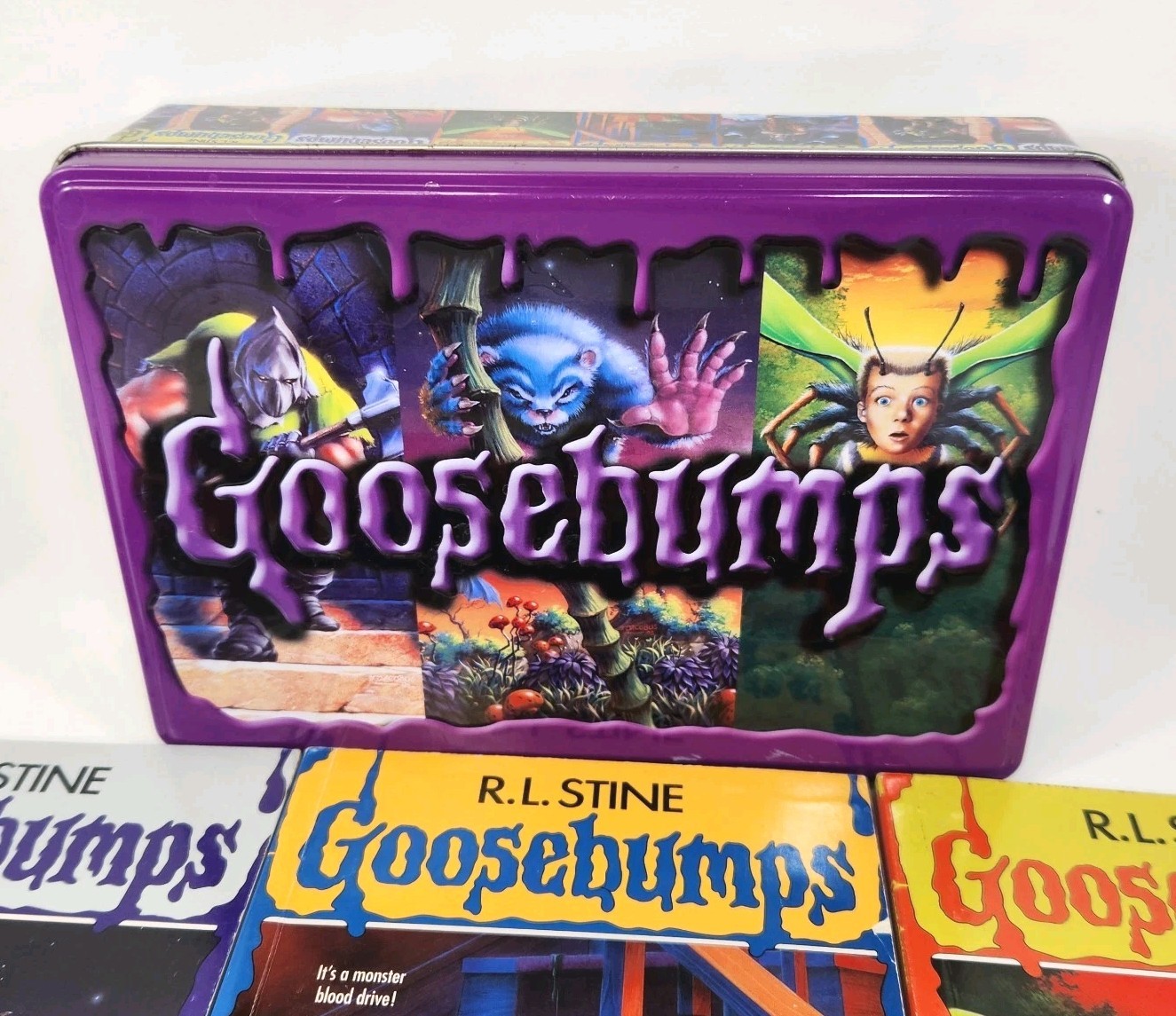 Goosebumps 25th Anniversary Retro Box Set by R. L. Stine METAL TIN with 5 BOOKS