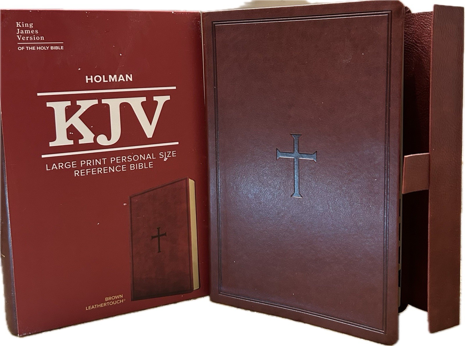 KJV MAGNETIC CLOSURE LARGE PRINT 11.25pt Personal Size Bible Brown Leathersoft
