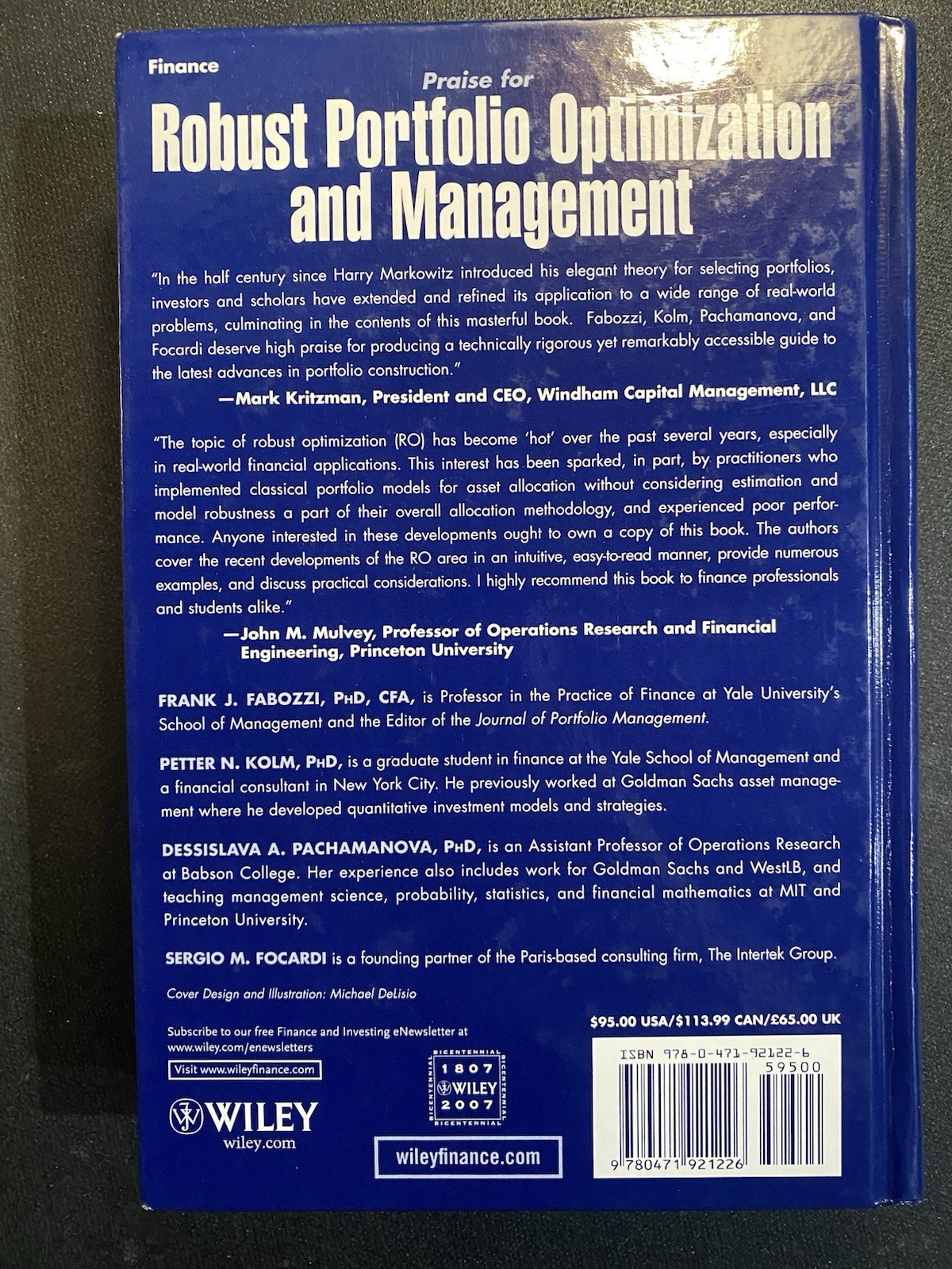 Robust Portfolio Optimization and Management Frank Fabozzi 2007