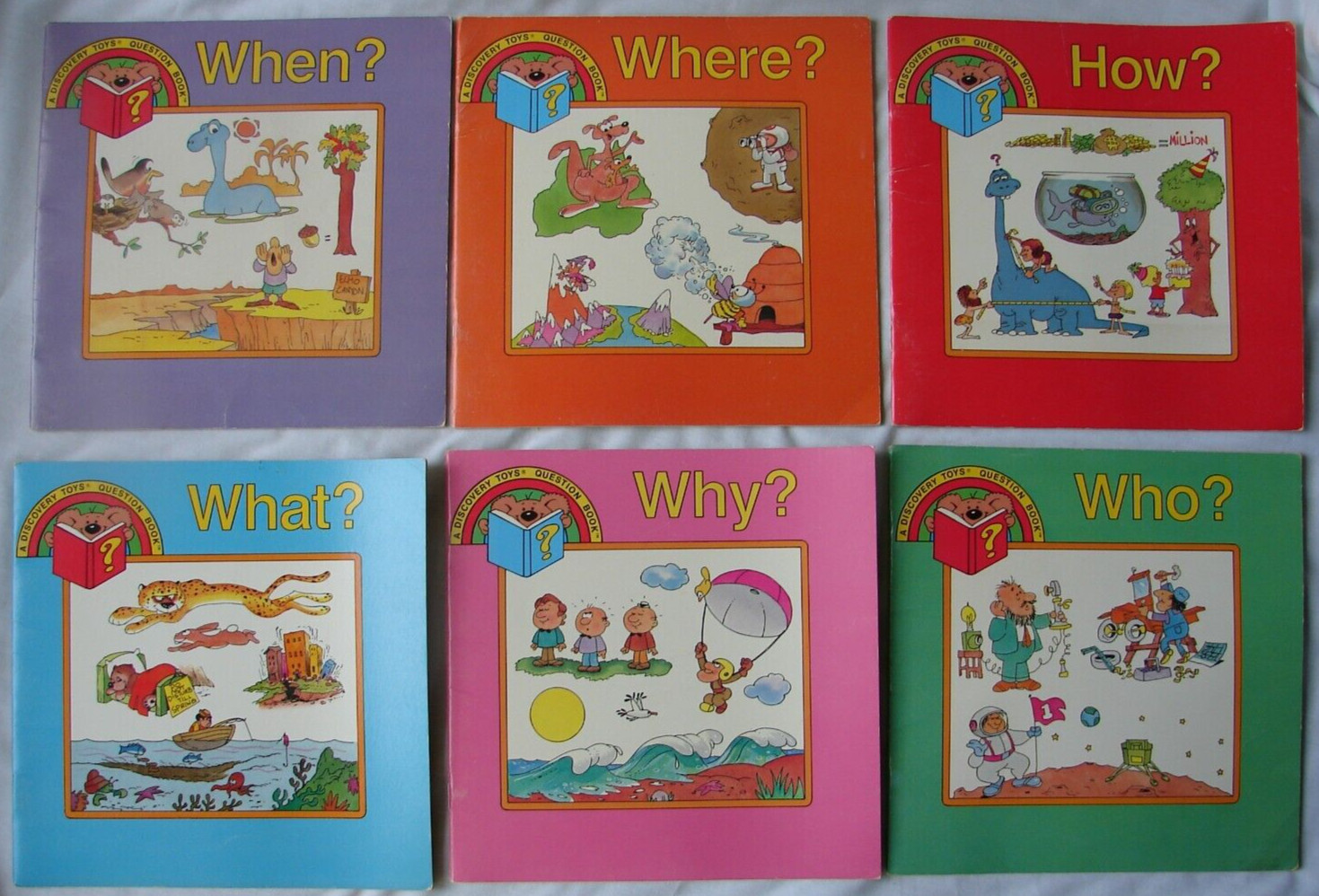 Lot of 6 Discovery Toys Question Book Ills PBs When? Where? How? What? Why? Who?
