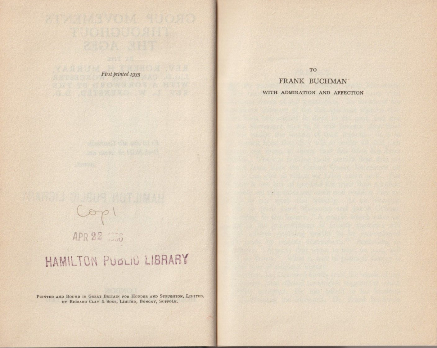 Group Movements Throughout The Ages, Oxford Group, Alcoholics Anonymous, ex-lib