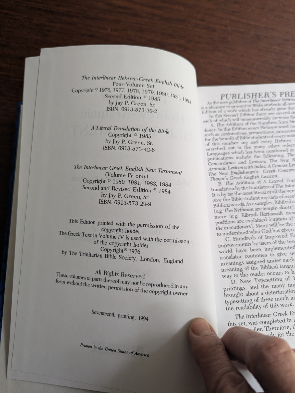 The Interlinear Hebrew-Greek-English Bible Four Volume Set