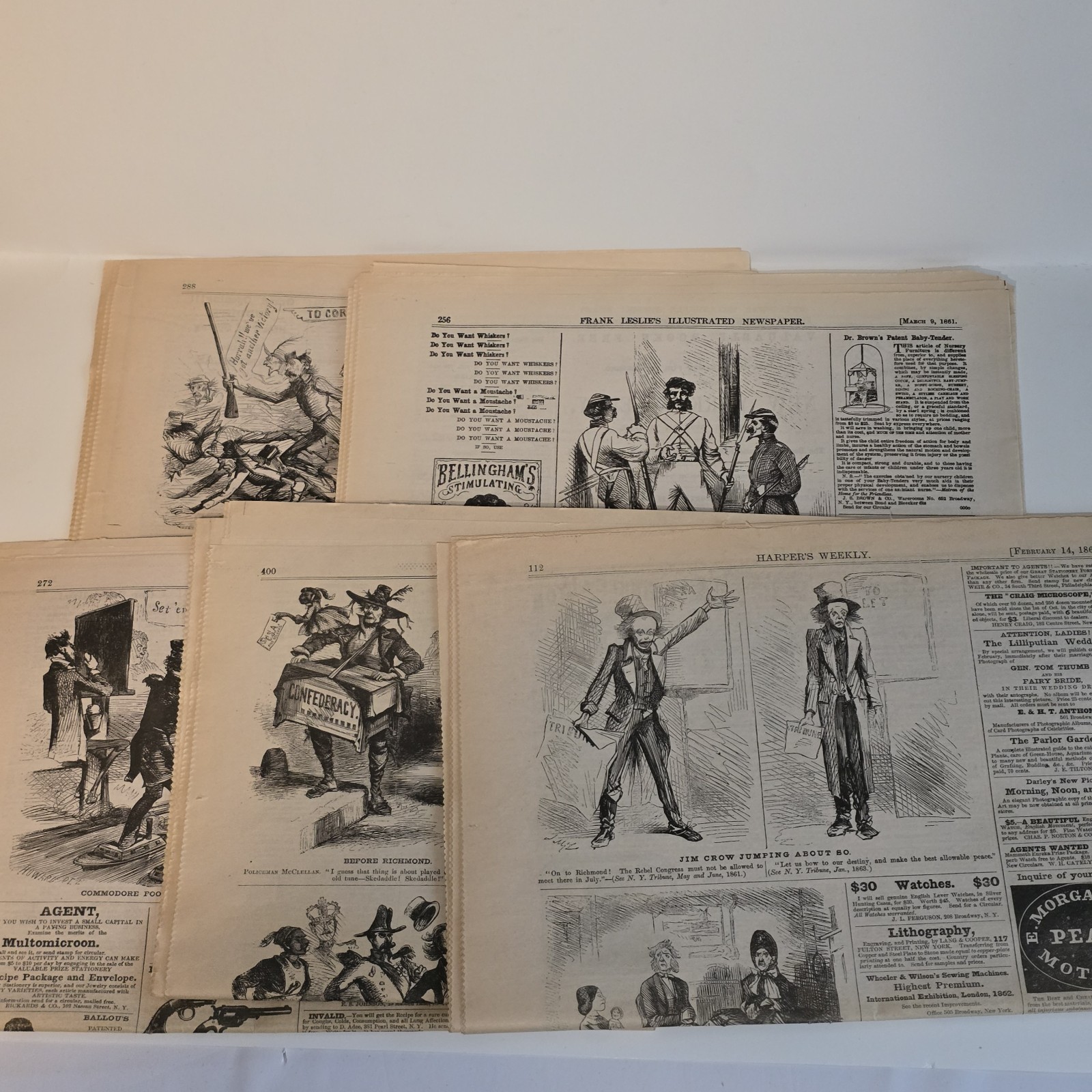 Reissue Of 4 Harpers Weekly & 1 Frank leslie illustrated Lot Of 5