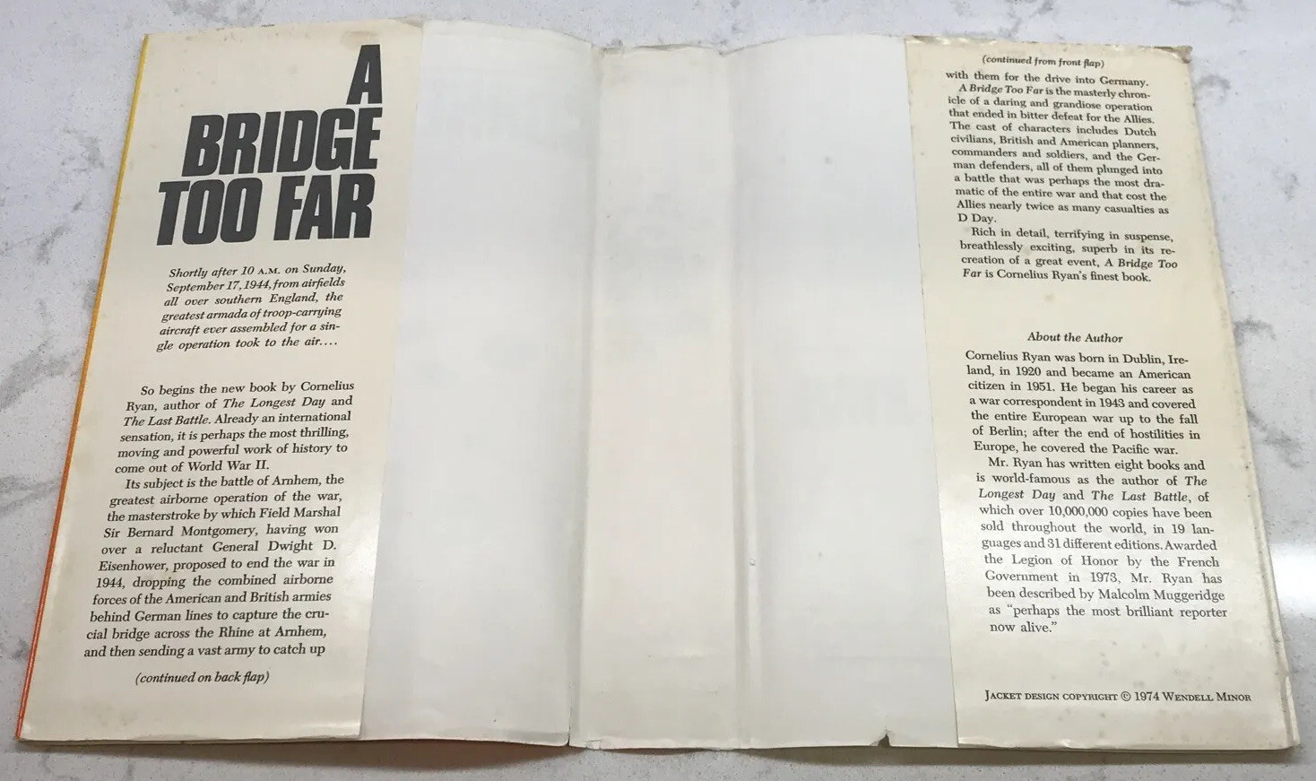 A Bridge Too Far by Cornelius Ryan – 1974 Hardcover 1st Ed 1st Printing WWII