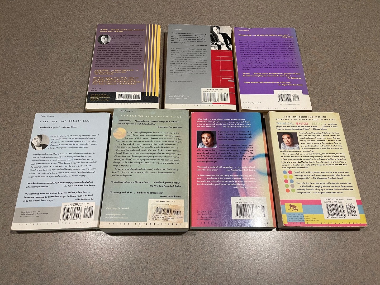 Haruki Murakami 7 Book John Gall Lot : Hardboiled Wonderland Kafka After Dark