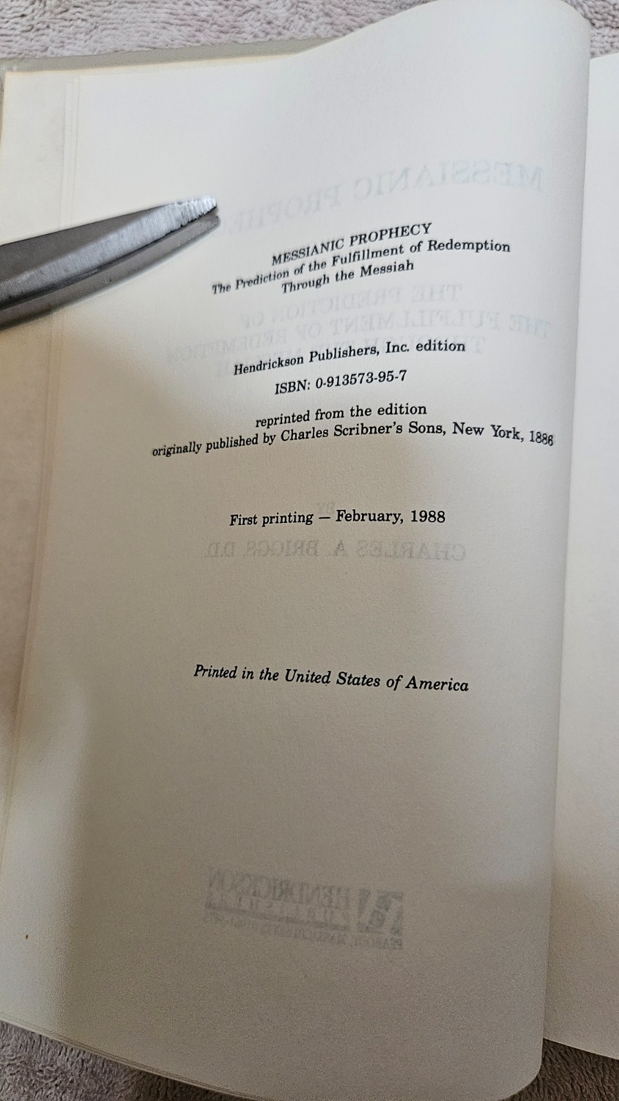 ‡ ✝️ Messianic Prophecy by Briggs • 1988 Hendrickson First Printing HC