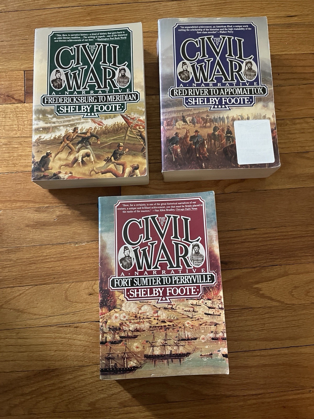 Civil War A Narrative Shelby Foote Books Lot 1-3 Set Red River To Appomattox PB