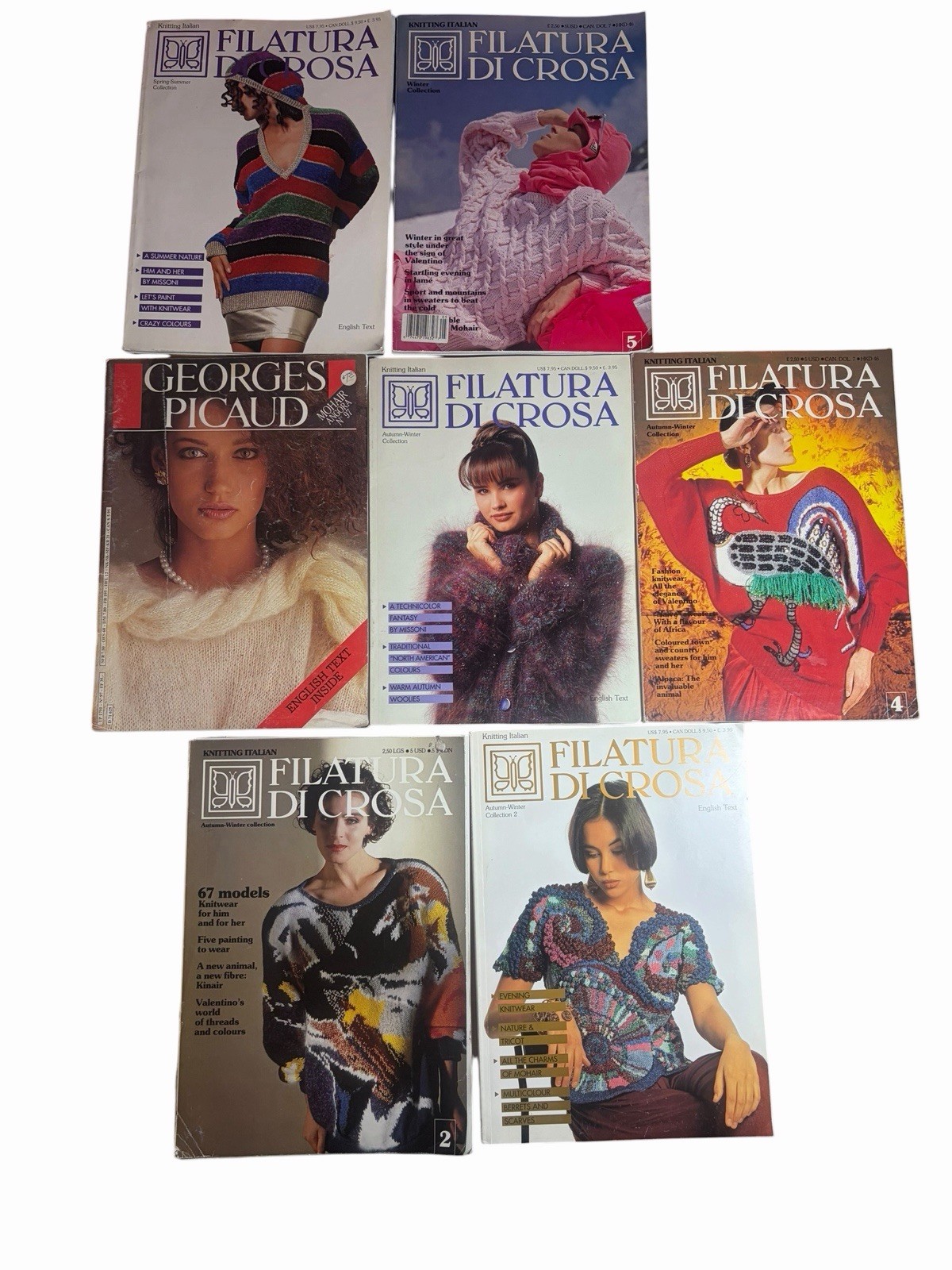 Lot 7 Filatura di Crosa Knitting Magazine Georges Picaud 1986 1992 ENGLISH