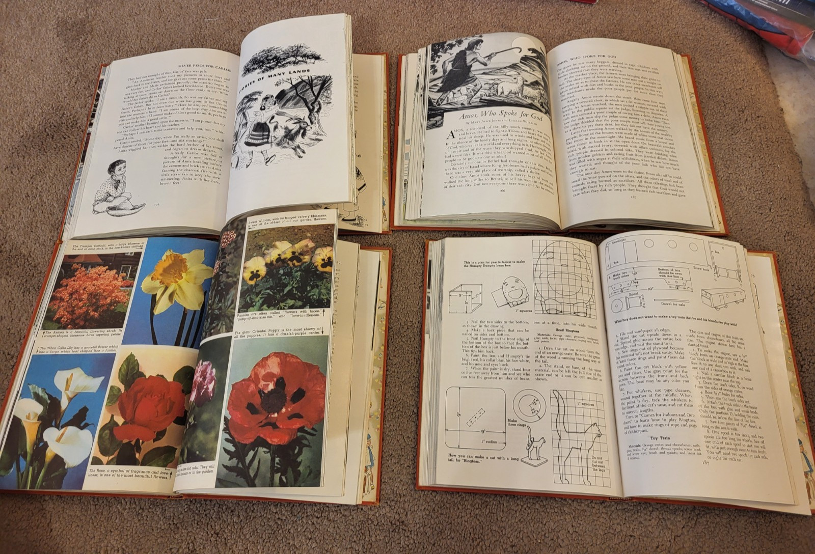 Childcraft Life in Many Lands Vol 5,6,7,8 Hardcover Books Play Hobbies VTG 1949