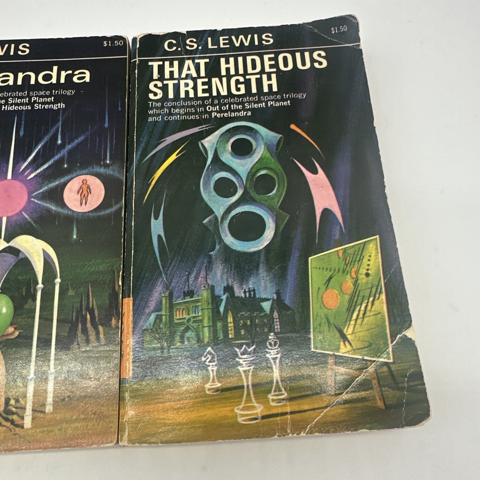 Space Trilogy C.S. Lewis Vintage Paperback Book Complete Set Sci-Fi Macmillan
