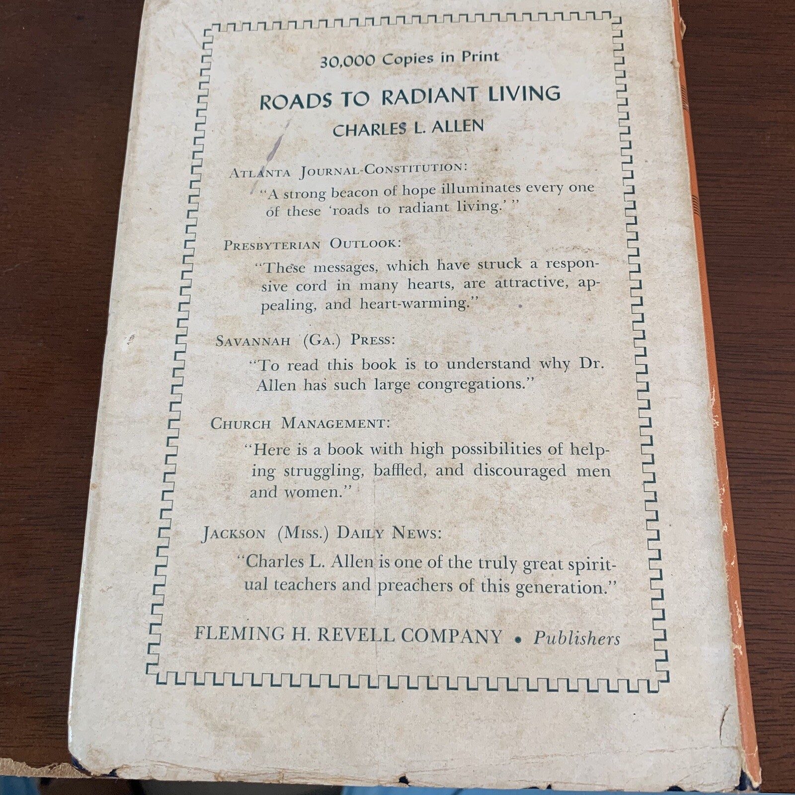 Roads to Radiant Living by Charles L. Allen 1951 Hardcover w/Dust Jacket