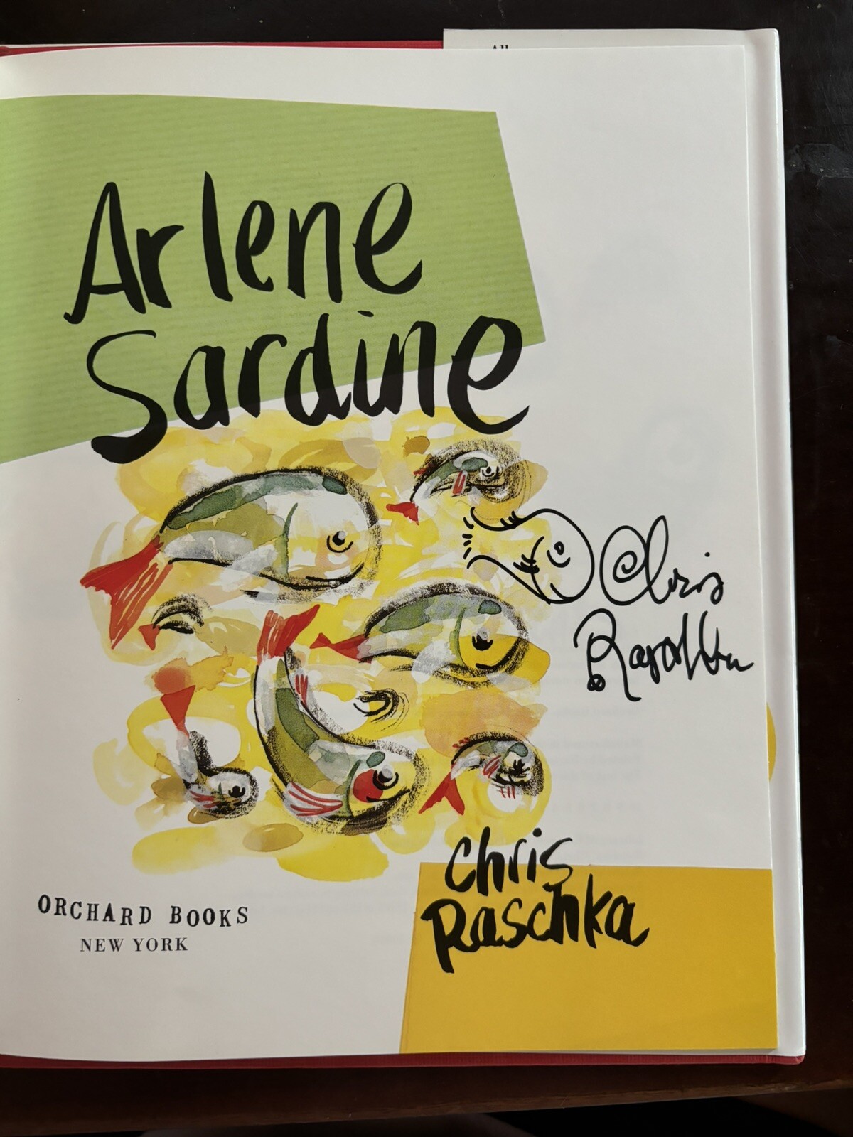 SIGNED by Chris Raschka: Arlene Sardine VG+/VG+
