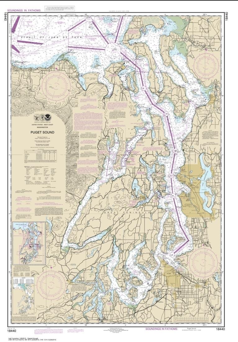 NOAA Chart 18440-Puget Sound – Water-Resistant – by East View Geo