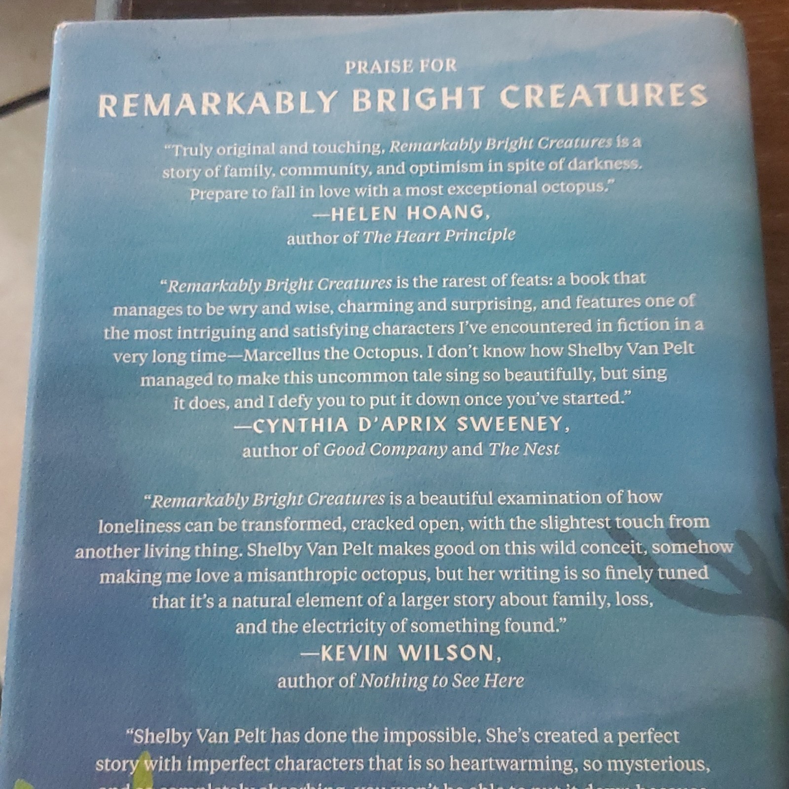 Shelby Van Pelt Remarkably Bright Creatures Hardcover Novel 2022 HarperCollins
