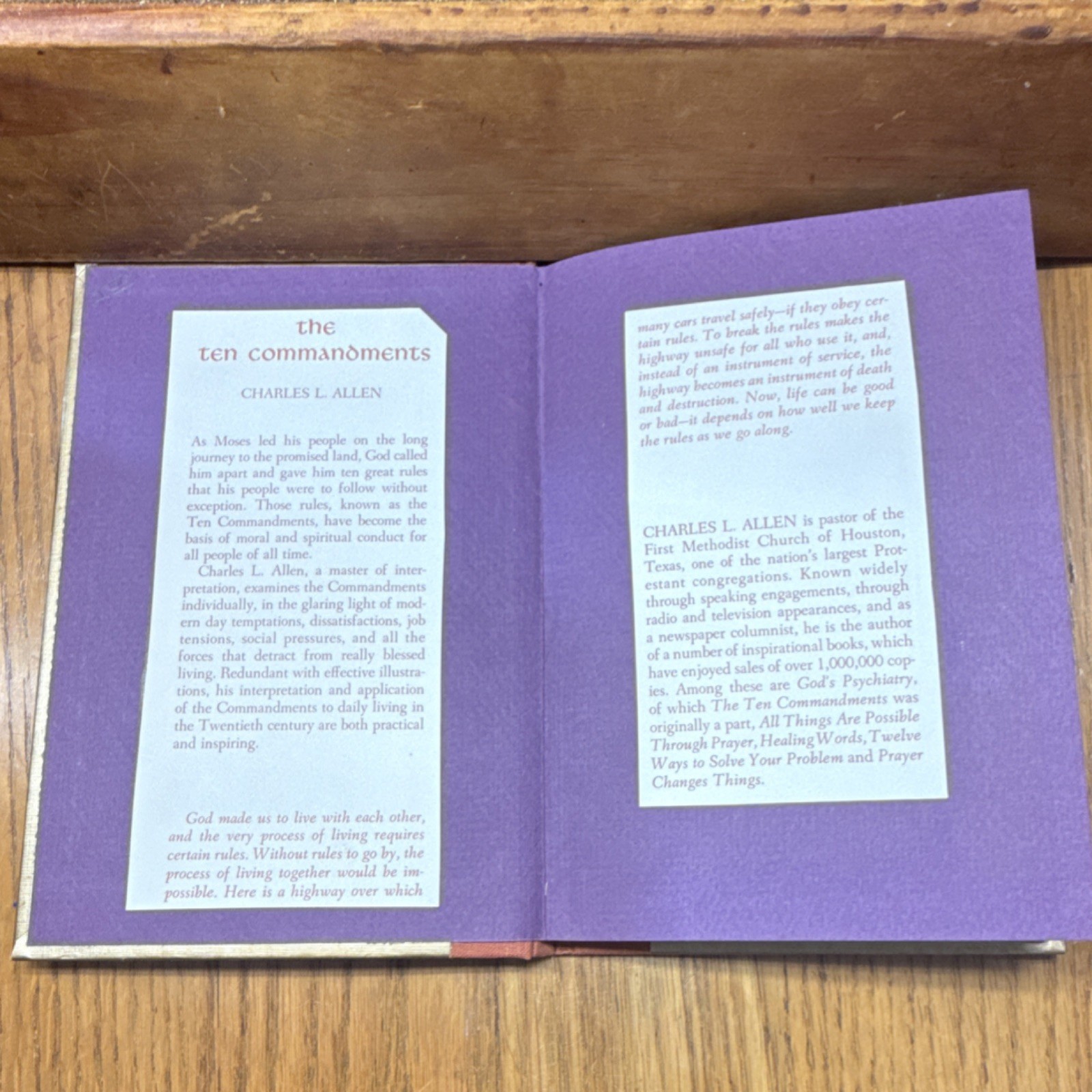 Ten Commandments An Interpretation Charles L Allen HC 1965 Revell Vintage