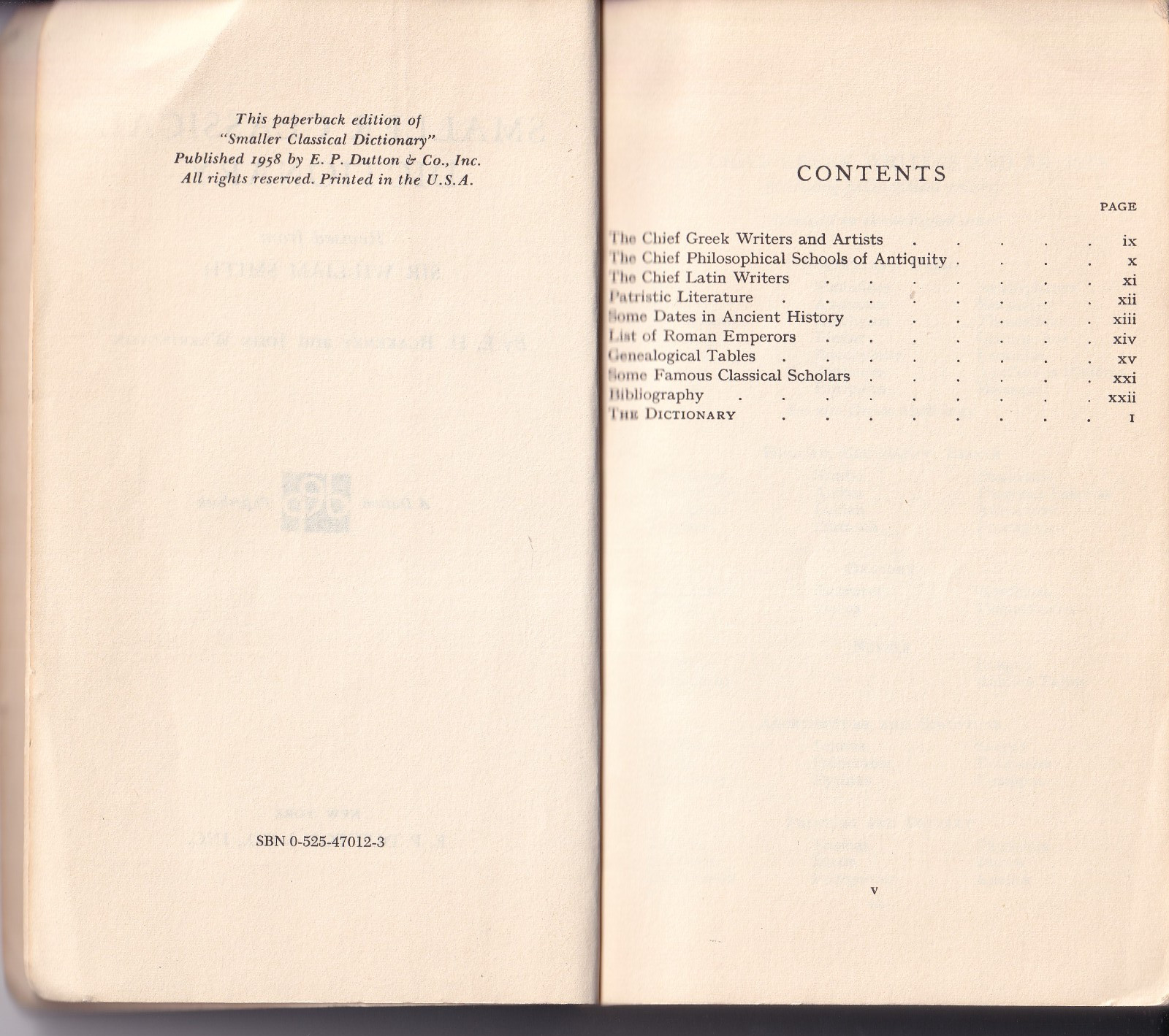 Smaller Classical Dictionary (PB, 1958, 319 pages) by Sir William Smith