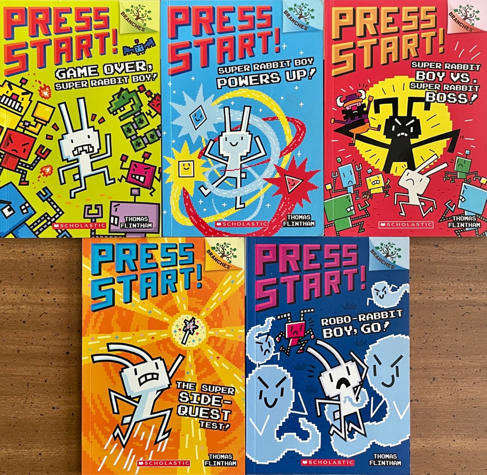 LOT OF 5 PRESS START! BOOKS 1 2 4 6 7 BY THOMAS FLINTHAM ~ SCHOLASTIC BRANCHES