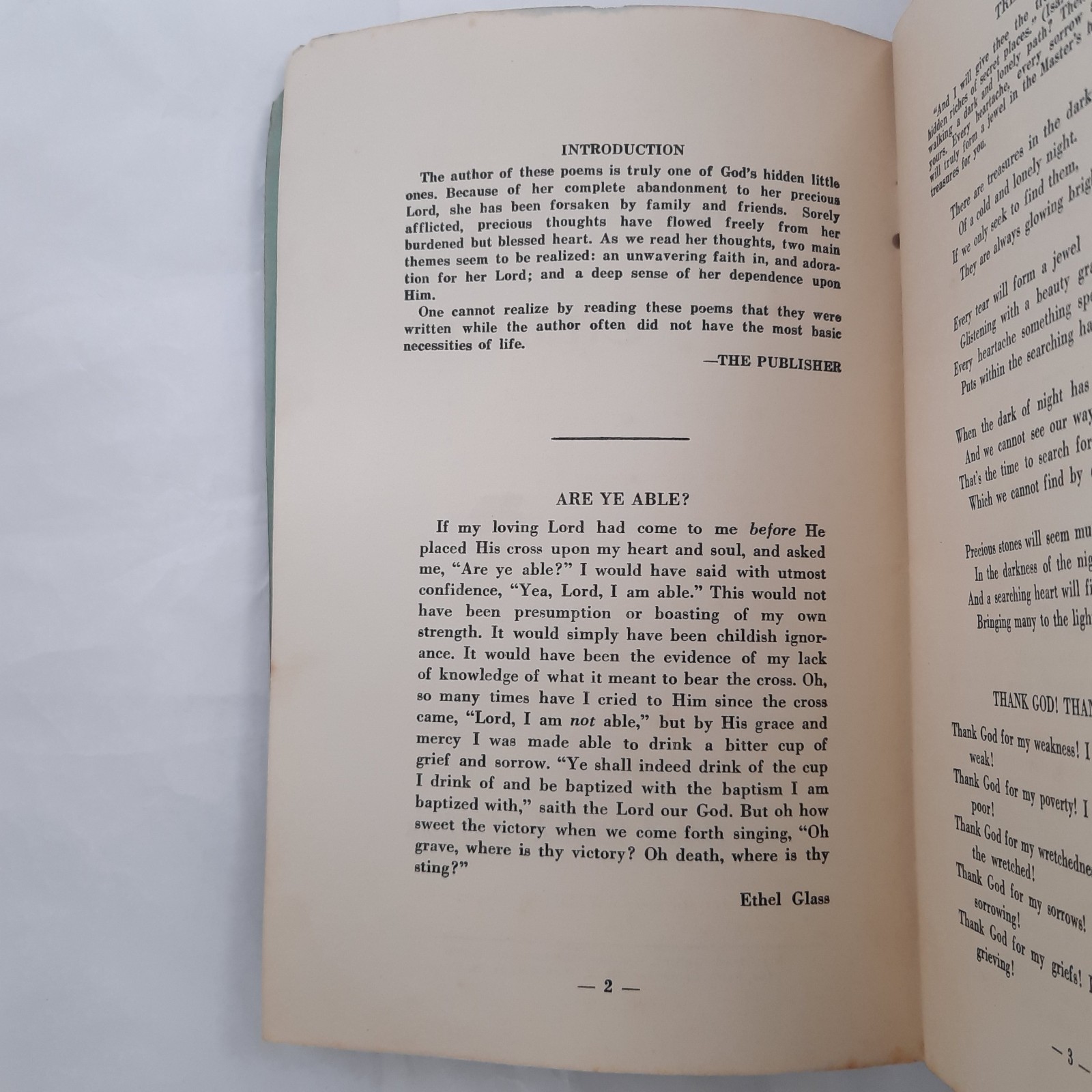 Vtg Poems Hidden Treasures Ethel Williford Glass Old Faith Contender Elon Collge