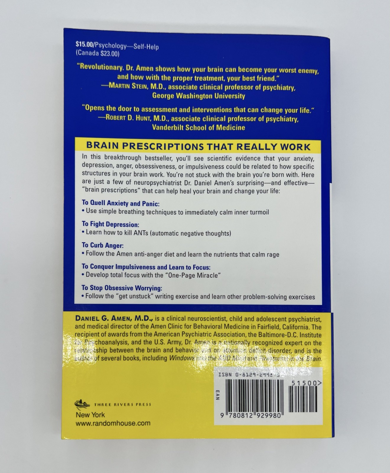 Change Your Brain, Change Your Life – Daniel G Amen MD | Papaerback | Good