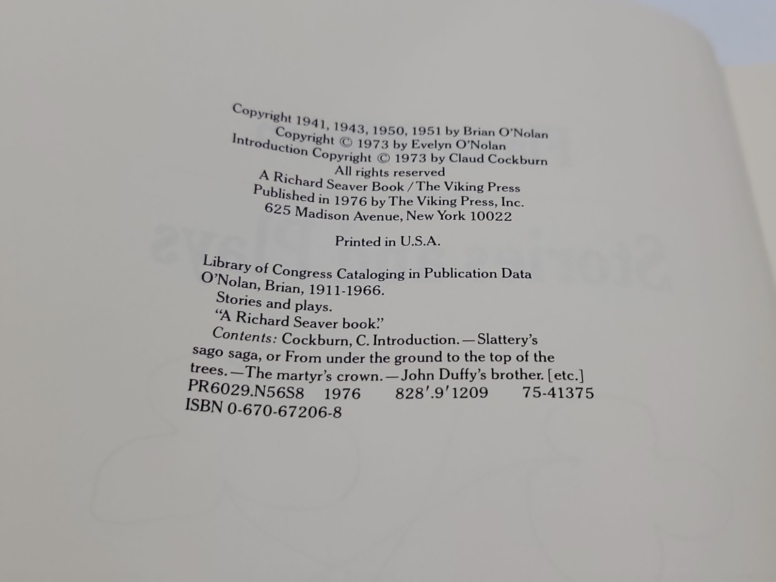 STORIES AND PLAYS By Flann O’brien – Hardcover /DJ