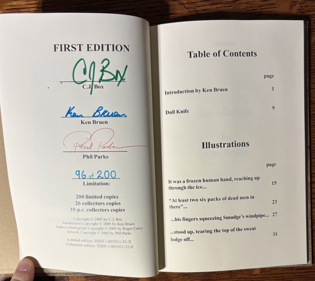 Dull Knife C J Box Signed Limited 96 200 Ken Bruen Phil Parks Joe Pickett HC