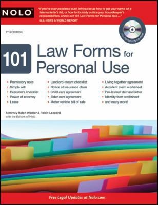 101 Law Forms for Personal Use by Ralph E. Warner; Robin Leonard; Nolo
