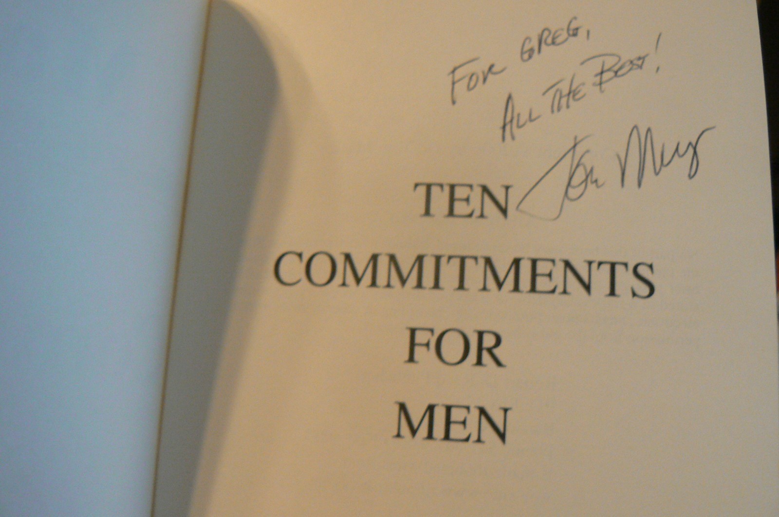 Ten Commitments for Men, Tom Massey, Self-Help, signed, 106-pages PB